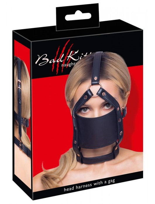 Черный намордник с кляпом-шаром Head Harness With A Gag - Orion - купить с доставкой в Архангельске