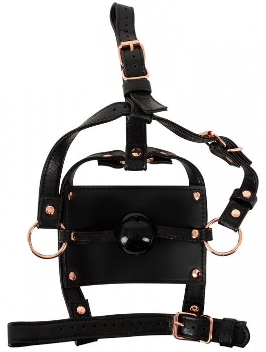 Черный намордник с кляпом-шаром Head Harness With A Gag - Orion - купить с доставкой в Архангельске