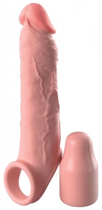 Телесная насадка-удлинитель 2 Inch Silicone X-tension with Strap - 20,3 см. - Pipedream - в Архангельске купить с доставкой