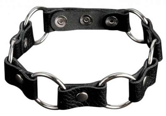 Кожаный черный ошейник с кольцами - Sitabella - купить с доставкой в Архангельске