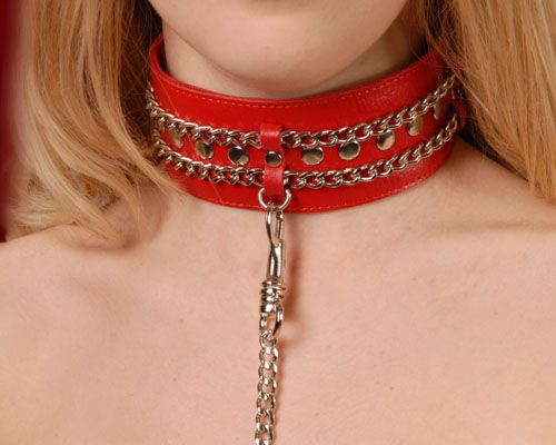 Красный ошейник с цепочками - Sitabella - купить с доставкой в Архангельске