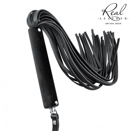 Черная кожаная плеть-флоггер - 84 см. - Notabu - купить с доставкой в Архангельске