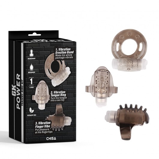 Набор из 3 дымчатых эрекционных колец с вибрацией Teasers Ring Kit - Chisa - в Архангельске купить с доставкой