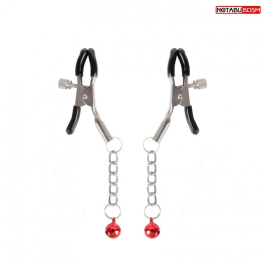 Серебристые зажимы на соски с шариками на цепочках - Notabu - купить с доставкой в Архангельске