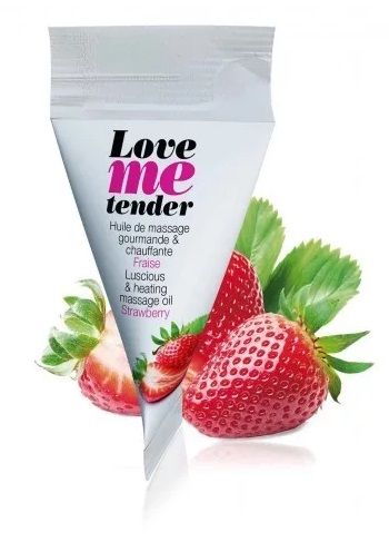 Съедобное согревающее массажное масло Love Me Tender Strawberry с ароматом клубники - 10 мл. - Love to Love - купить с доставкой в Архангельске