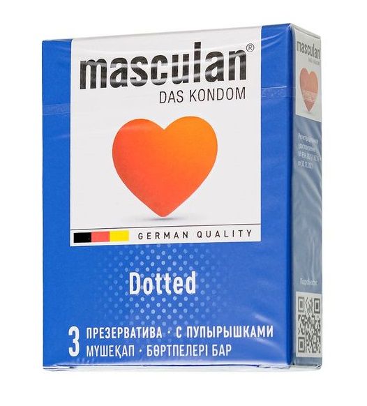 Презервативы с пупырышками Masculan Dotted - 3 шт. - Masculan - купить с доставкой в Архангельске