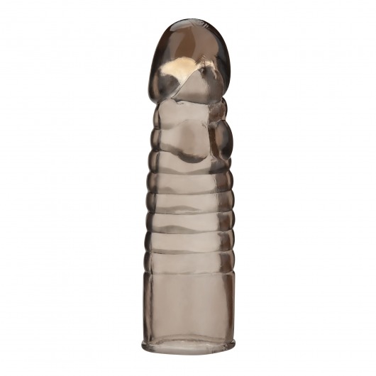 Дымчатая насадка-удлинитель Ribbed Realistic Penis Enhancing Sleeve Extension - 15,2 см. - BlueLine - в Архангельске купить с доставкой