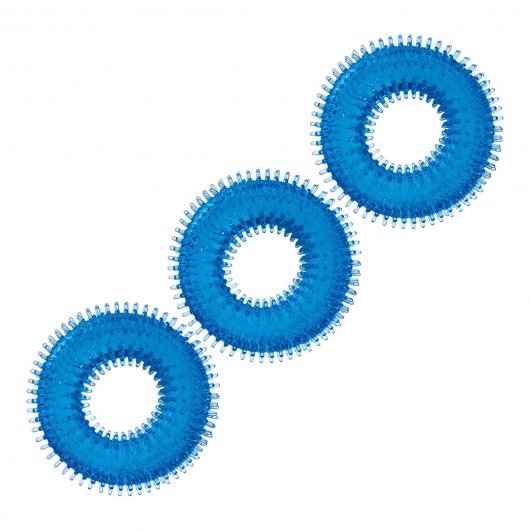 Комплект из трех голубых колец для эрекции 3-Pack Ultra-Stim Stretch Cock Rings - BlueLine - в Архангельске купить с доставкой