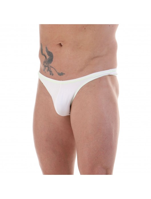 Белые мужские трусы-тонги с контрастной строчкой - Darkzone купить с доставкой