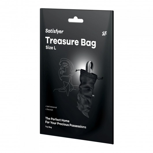 Черный мешочек для хранения игрушек Treasure Bag L - Satisfyer - купить с доставкой в Архангельске