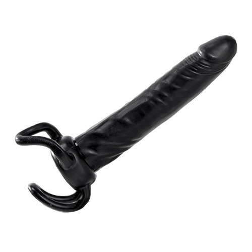 Чёрная насадка-фаллос для двойного проникновения INFLATABLE DILDO SLIM DONG  - 13,5 см. - Toyz4lovers - в Архангельске купить с доставкой