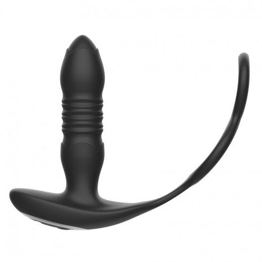 Черный анальный вибромассажёр с возвратно-поступательными движениями и кольцами для фиксации - I-MOON - в Архангельске купить с доставкой