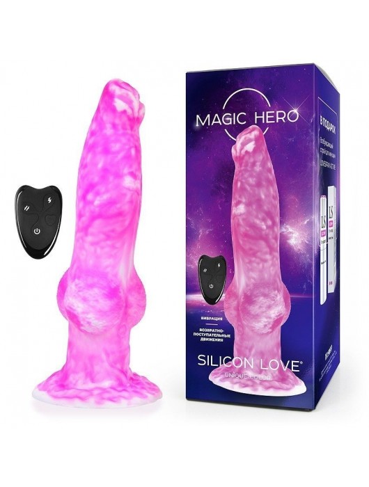 Розовый фантазийный вибратор с 7 режимами возвратно-поступательных движений - 23,5 см. - Bior toys