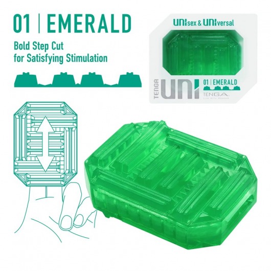 Зеленый мастурбатор-стимулятор Tenga Uni Emerald - Tenga - в Архангельске купить с доставкой