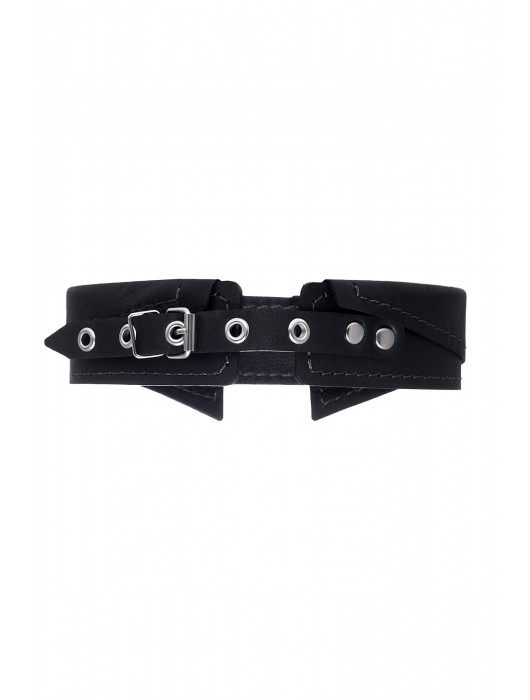 Черный кожаный ошейник-воротник с поводком - Pecado - купить с доставкой в Архангельске