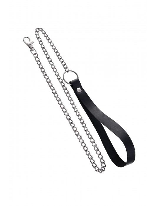 Черный кожаный ошейник-воротник с поводком - Pecado - купить с доставкой в Архангельске