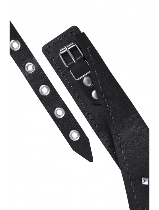 Черный кожаный ошейник-воротник с поводком - Pecado - купить с доставкой в Архангельске