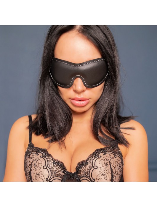 Черная мягкая закрытая маска из натуральной кожи - Crazy Handmade - купить с доставкой в Архангельске