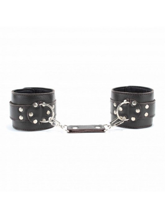 Коричневые оковы из мягкой кожи на металлической цепочке - БДСМ Арсенал - купить с доставкой в Архангельске