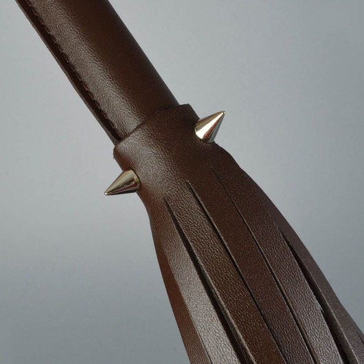 Коричневая кожаная плеть с шипами - 55 см. - Sitabella - купить с доставкой в Архангельске