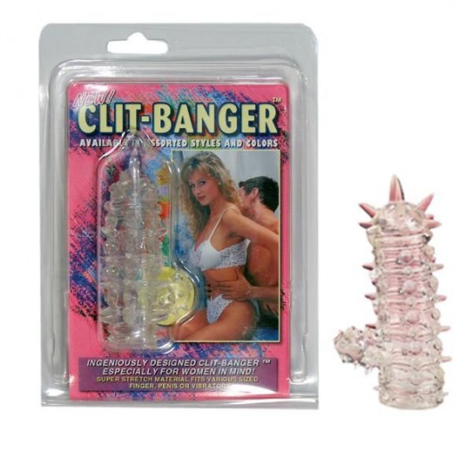Прозрачная насадка с шипами и клиторальной шишечкой CLIT-BANGER SLEEVE IN CLEAR - Tonga - в Архангельске купить с доставкой