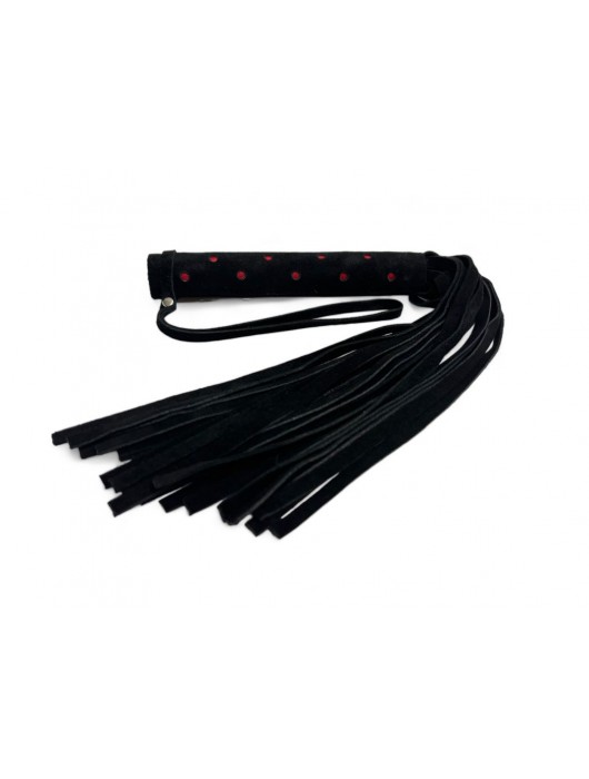 Черная замшевая плеть с красными точками на рукояти Red dot Princess - 43 см. - БДСМ Арсенал - купить с доставкой в Архангельске