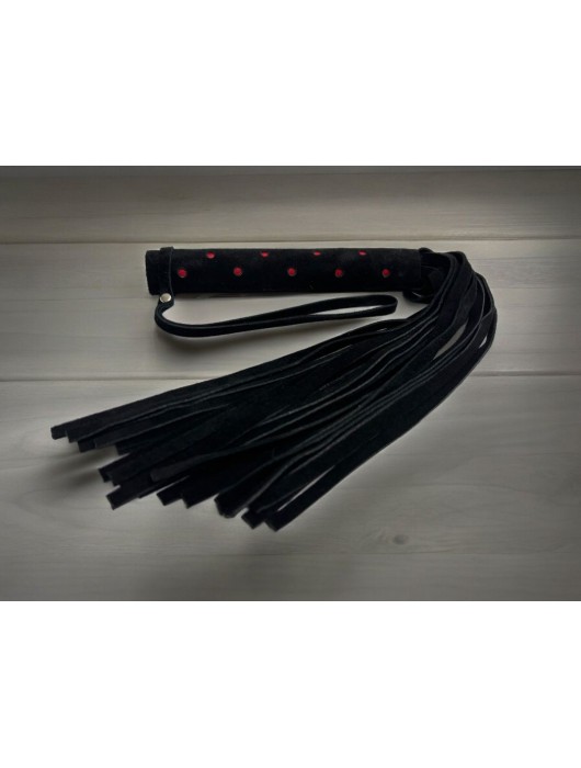 Черная замшевая плеть с красными точками на рукояти Red dot Princess - 43 см. - БДСМ Арсенал - купить с доставкой в Архангельске