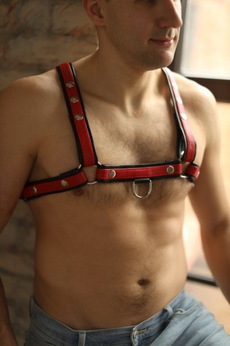 Черно-красная мужская портупея Black-Red - БДСМ Арсенал - купить с доставкой в Архангельске
