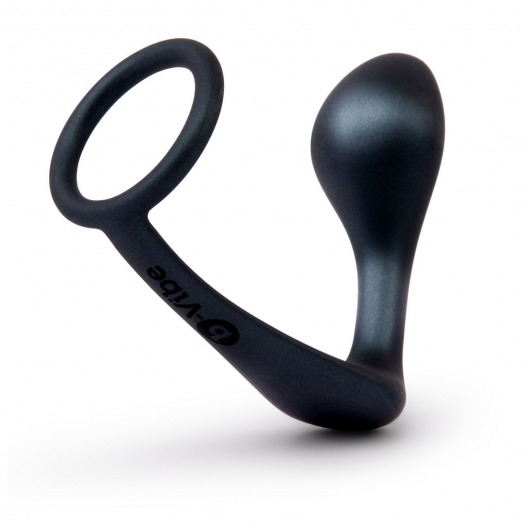 Черное эрекционное кольцо со стимулятором простаты Ringer Cock Ring   Plug - b-Vibe - в Архангельске купить с доставкой