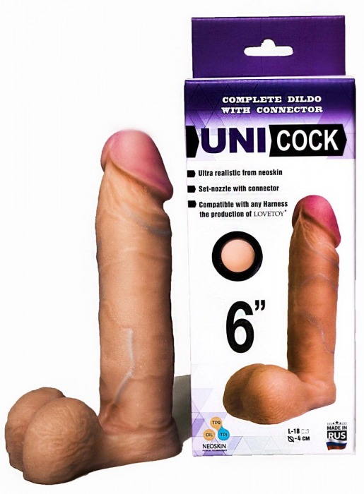 Насадка для страпона фаллической формы UNICOCK 6  - 18 см. - LOVETOY (А-Полимер) - купить с доставкой в Архангельске