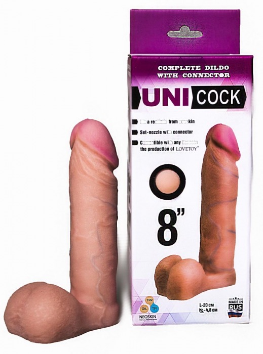 Фаллическая насадка для страпона UNICOCK 8  - 20 см. - LOVETOY (А-Полимер) - купить с доставкой в Архангельске