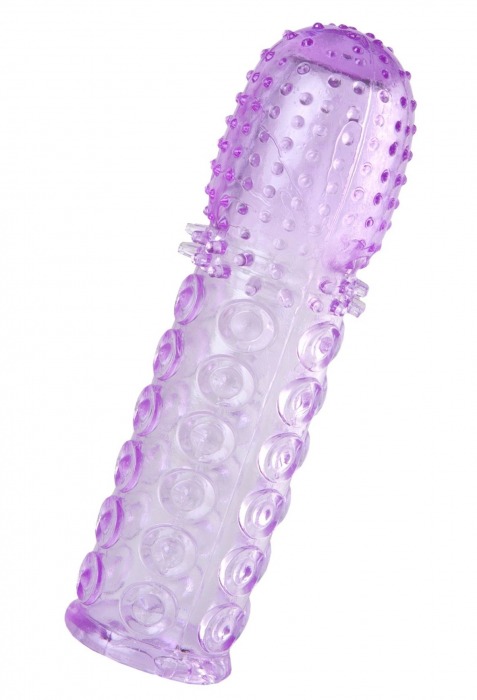 Фиолетовая рельефная насадка на пенис - 13,5 см. - A-toys - в Архангельске купить с доставкой