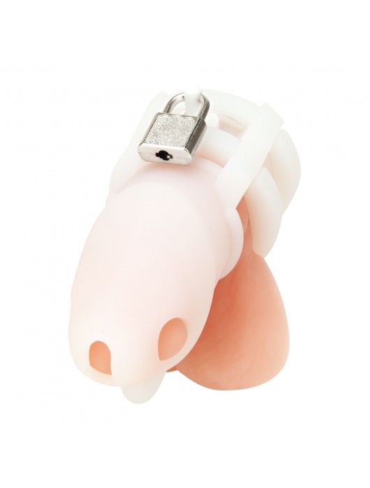 Белая клетка для пениса Silicone Small 2 in Cock Cage With Ball Divider - BlueLine - купить с доставкой в Архангельске