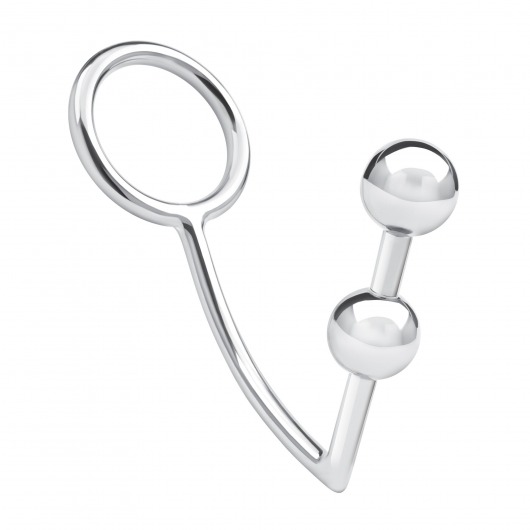 Кольцо на пенис с анальным стимулятором Two Bead Stainless Steel Anal Hook   Cock Ring - BlueLine - в Архангельске купить с доставкой