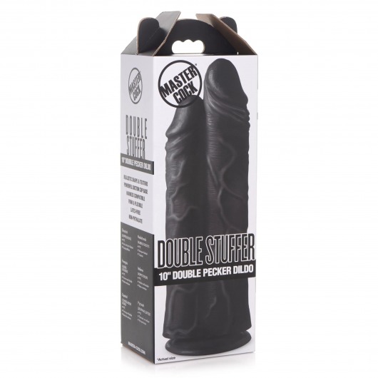 Черный сдвоенный фаллоимитатор Double Stuffer 10’’ Double Pecker Dildo - 27 см. - XR Brands