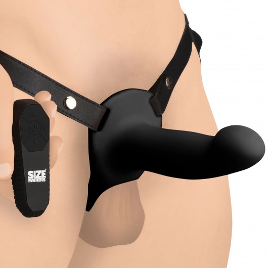 Черный полый страпон с вибрацией 2’’ Erection 28X Smooth Vibrating Silicone Penis Sheath - XR Brands - купить с доставкой в Архангельске