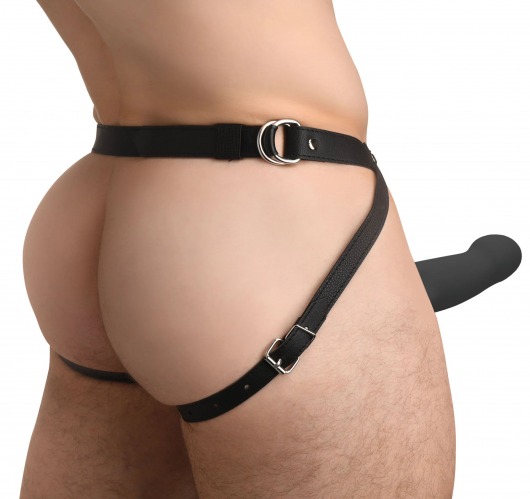 Черный полый страпон с вибрацией 2’’ Erection 28X Smooth Vibrating Silicone Penis Sheath - XR Brands - купить с доставкой в Архангельске