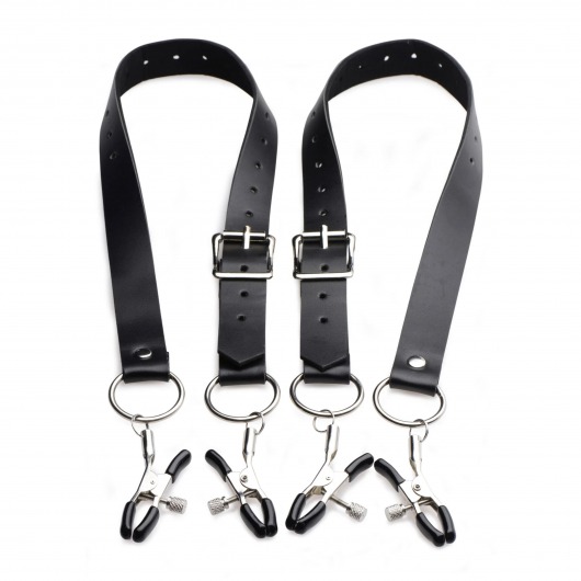 Ремни с зажимами для половых губ Spread Labia Spreader Straps with Clamps - XR Brands - купить с доставкой в Архангельске