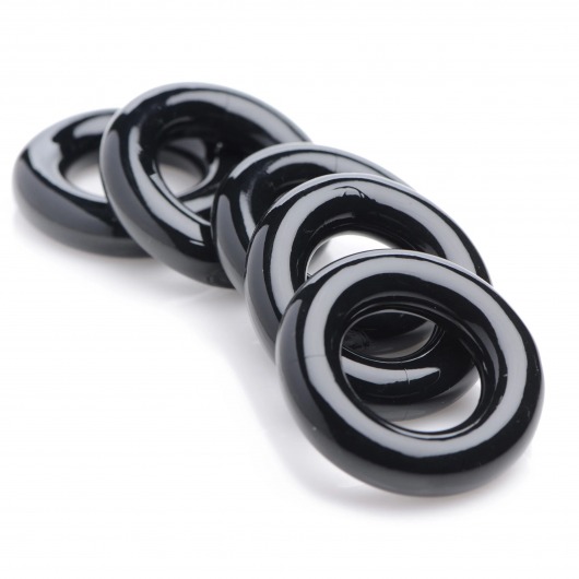 Комплект из 5 черных эрекционных колец для мошонки Ring Master Custom Ball Stretcher Kit - XR Brands - в Архангельске купить с доставкой