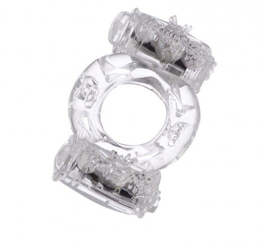 Прозрачное виброкольцо с двумя вибропульками - Toyfa Basic - в Архангельске купить с доставкой