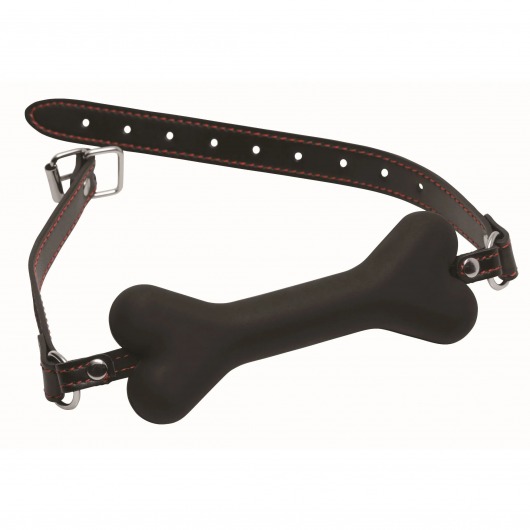 Черный кляп в форме косточки Hound Adjustable Dog Bone Gag - XR Brands - купить с доставкой в Архангельске