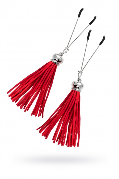 Зажимы на соски «Вилки» с красными кисточками из замши - Pecado - купить с доставкой в Архангельске