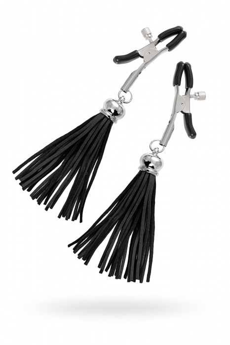 Зажимы на соски «Прищепки» с черными кисточками из замши - Pecado - купить с доставкой в Архангельске