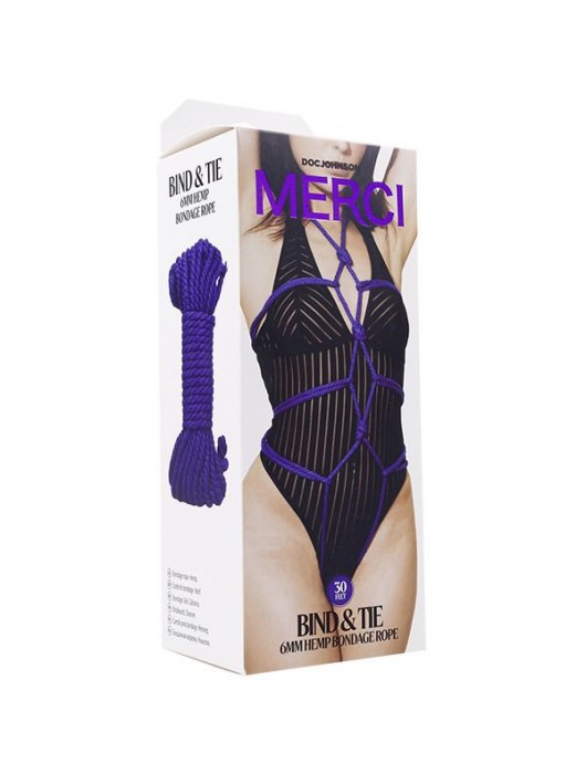 Фиолетовая верёвка для связывания и фиксации Bind Tie - 9,14 м. - Doc Johnson - купить с доставкой в Архангельске