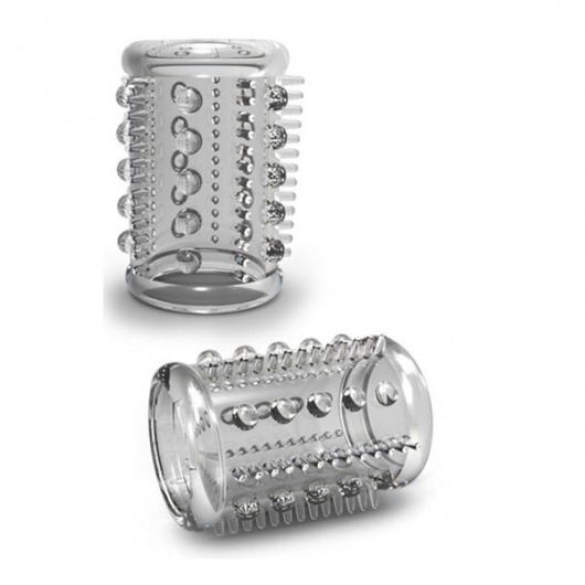Прозрачная насадка с шипами и шишечками STAY HARD COCK SLEEVE 03 CLEAR - Blush Novelties - в Архангельске купить с доставкой