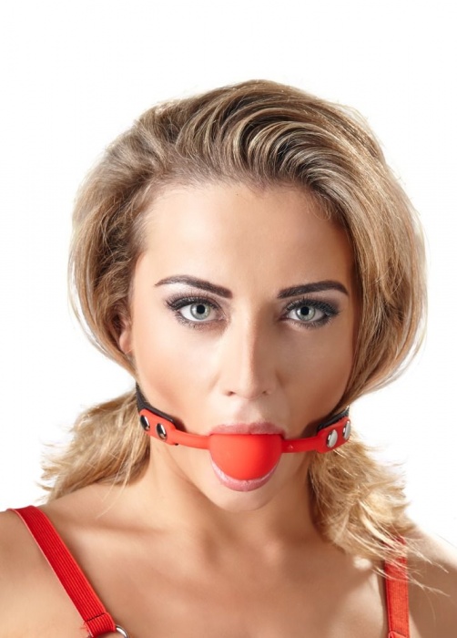 Силиконовый кляп-шар на чёрных ремешках Red Gag silicone - Orion - купить с доставкой в Архангельске