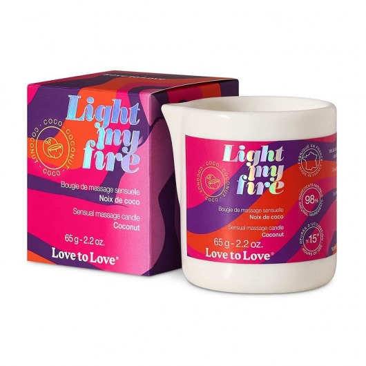 Массажная свеча Light My Fire Coconut с ароматом кокоса - 65 гр. - Love to Love - купить с доставкой в Архангельске