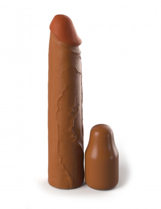 Коричневая насадка на член 2  Silicone X-tension - 20,3 см. - Pipedream - в Архангельске купить с доставкой