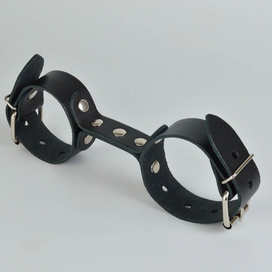 Черные кожаные наручники-фиксатор - Sitabella - купить с доставкой в Архангельске