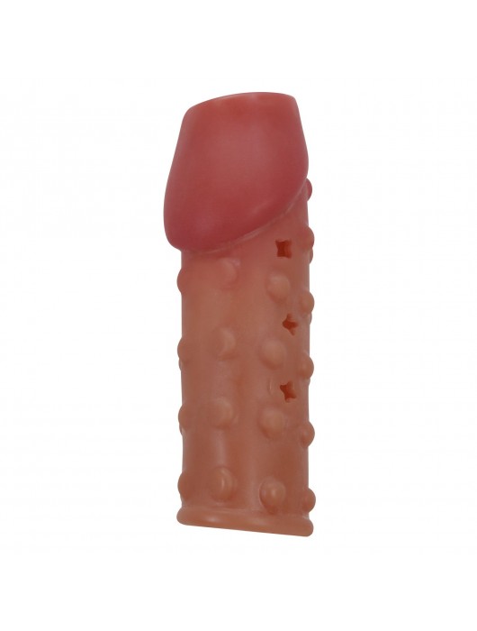 Телесная открытая насадка на пенис с бугорками - 19,8 см. - Baile - в Архангельске купить с доставкой